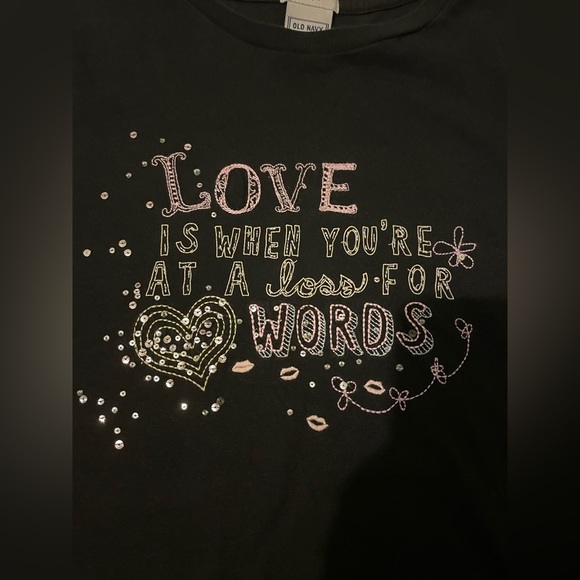 Y2K Old Navy bling embroidered tiny fit tee-medium EUC - Picture 3 of 5